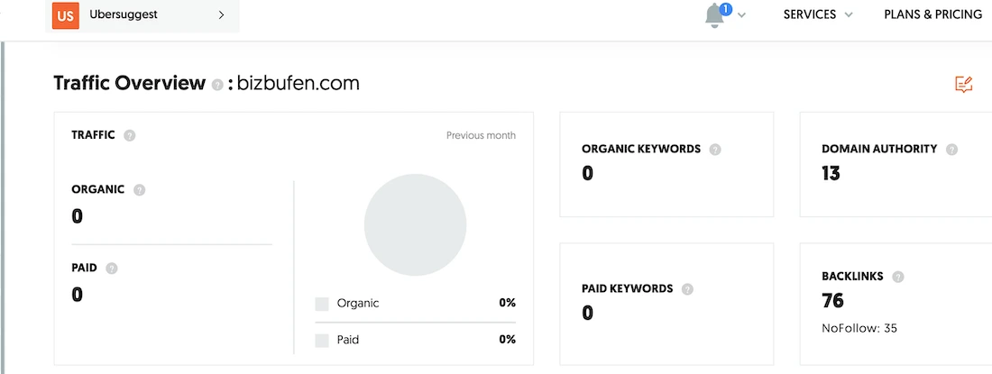 ubersuggest Domain Search Info